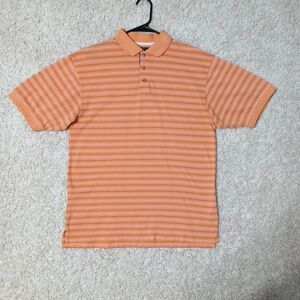 Vintage Men's Redhead Orange Striped Short Sleeve Polo Shirt M